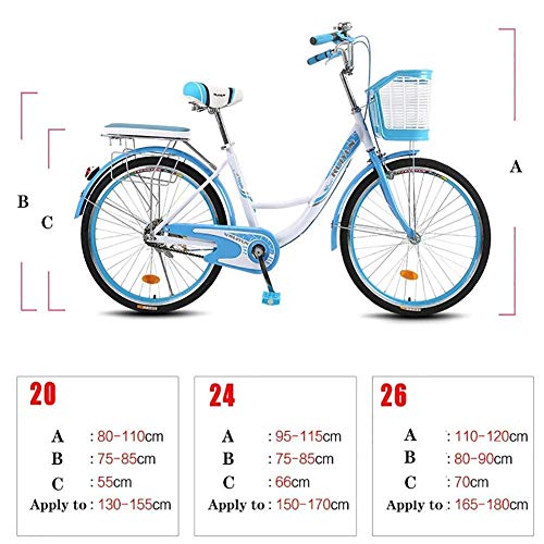 24 26 Pulgadas Lady Bike City Bike City Ladies Bike/City Bike/City Cruiser Bicicleta para Mujer, Casual Commuter Lady Princess Bicicleta Retro Ligera