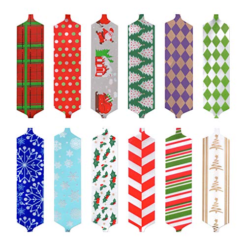 24 Lazos para Envolver de Navidad de 12,7cm; Accesorio para Envolver Regalos Fácil y Rápido, Decoración de Navidad