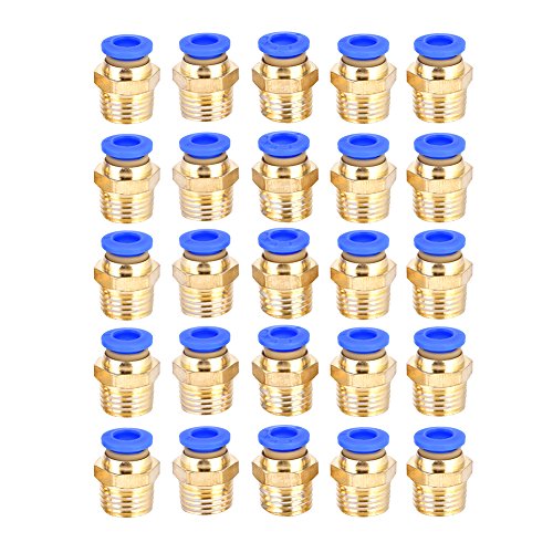 25 unids G1 / 4 Empuje neumático Conector macho rápido Adaptador rápido de aire Adaptadores pc6-02