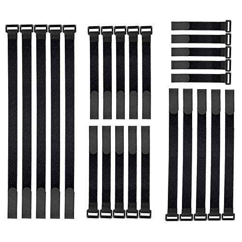 25Pcs Ataduras de Cable, Cable Correas Set, Reutilizables Cable Ties, Gancho Bucle Correas, Cable Organizador, Negro