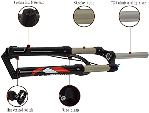 26 pulgadas Mtb Bicicleta Mecánica Suspensión Tenedor, Bicicleta de montaña Downhill Air Halquilla Manual Lock Tubo Recto Aleación de Aluminio Tenedores Lanzamiento Quick Sartítimo 100 mm (Color: B, T