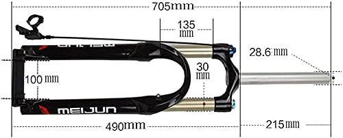 26 pulgadas Mtb Bicicleta Mecánica Suspensión Tenedor, Bicicleta de montaña Downhill Air Halquilla Manual Lock Tubo Recto Aleación de Aluminio Tenedores Lanzamiento Quick Sartítimo 100 mm (Color: B, T