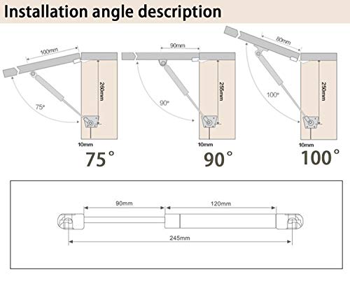 2PCS Amortiguadores de Gas 100N, Resorte de Compresión para Puertas Armario, Bisagras Resortes Armario con Tornillos, Pistones a Gas Muebles Cocina Amortiguadores Muebles Bisagras Puertas Cocina