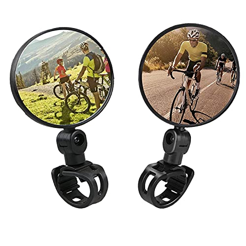 2PCS Espejo para bicicleta,Espejo retrovisor para bicicleta,360 Grados Giran Ajustable Espejo Retrovisor del Manillar, para Bicicleta de Montaña y Carretera.