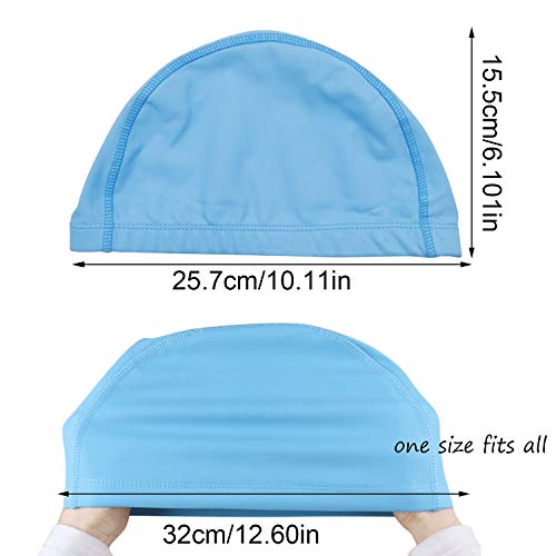 2Pcs Unisex Gorro de Natación Gorro Piscina Mujer y Hombre Gorro de Baño para Pelo Largo y Corto Gorros de Piscina Suave y Cómodo, Talla Unica (Negro + Azul Claro)