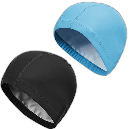 Gorro de Natación, Gorro de Natación Hombre Mujer, Recubrimiento de PU de  Color Puro Cómodo y No Apretado, Gorro de Natación para Mujer Cabello Largo