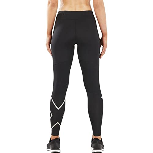 2XU 9336340728986 Medias, Mujer, Black/Silver Reflective, Small