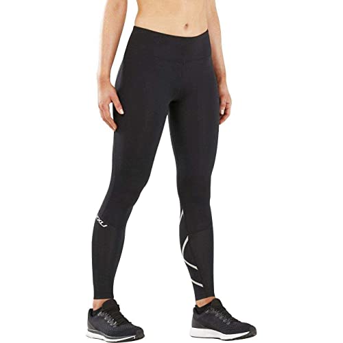 2XU 9336340728986 Medias, Mujer, Black/Silver Reflective, Small