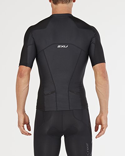 2XU - Camiseta de Manga de compresión para Hombre, Hombre, Top triatlón, MT4840a, Negro/Negro, L