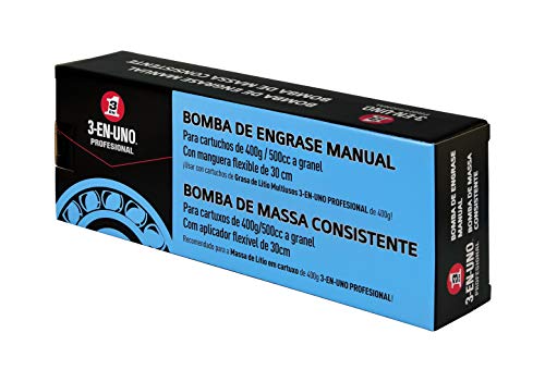 3-EN-UNO 33079 Bomba de engrase (400 g), Blanco, Para cartucho de 400gr