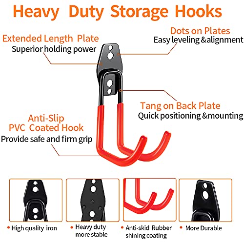 3-H Colgadores de Bicicletas pared Soportes para Colgar Bicicletas Ganchos Escalera Ferretería, Heavy Pesado Colgadores para Garaje con Montaje en Pared Soporte para Escalera Storage(Red)