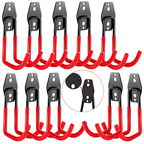 3-H Colgadores de Bicicletas pared Soportes para Colgar Bicicletas Ganchos Escalera Ferretería, Heavy Pesado Colgadores para Garaje con Montaje en Pared Soporte para Escalera Storage(Red)