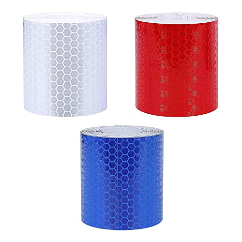 3 Piezas Cinta Reflectante Adhesiva Pegatina Seguridad Alta Intensidad Pegatina Autoadhesivo Seguridad Advertencia Etiqueta para Camiones Coche para Vehículos Remolques Cascos 5cm x 3m