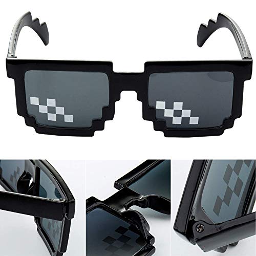 3 Piezas de Gafas Thug Life, Gafas de Sol Pixel,Gafas de Sol Thug, Gafas de Sol de Plástico Con Píxeles, Gafas de Sol Divertidas Con Píxeles, para Niños y Adultos (Negro)
