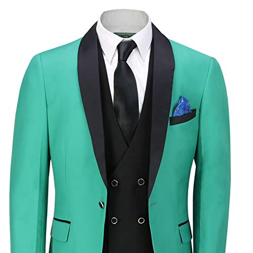 3 Piezas De Smoking Traje Formal del Boda Esmoquin Hombres A Medida Americana Verde Chaleco Pantalones [SUIT-S45-4-27-GREEN-50UK]