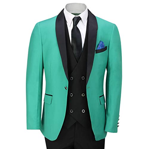 3 Piezas De Smoking Traje Formal del Boda Esmoquin Hombres A Medida Americana Verde Chaleco Pantalones [SUIT-S45-4-27-GREEN-50UK]