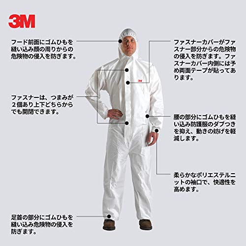 3M 4520M Traje Protector, Tipo 5/6, Talla M, Blanco/ Verde