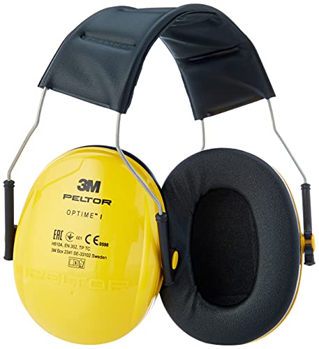 3M H510AC Peltor Optime, Protectores auditivos de hasta 98 dB, ligeros y ajustable para el uso de herramientas eléctricas, Amarillo