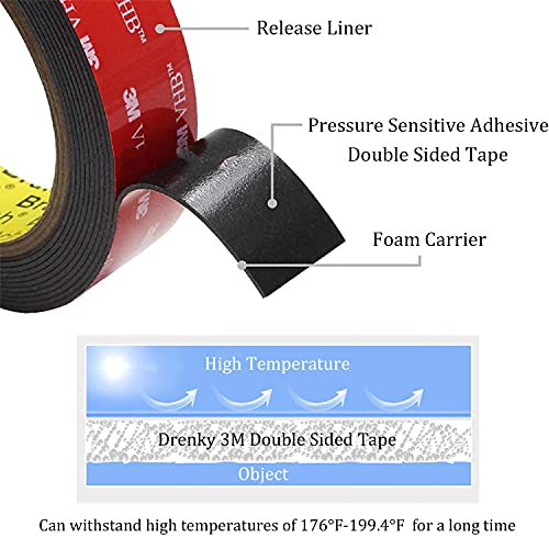 3M VHB Cinta Adhesiva Doble Cara Extra Fuerte, Alta Adherencia e Impermeable Resistencia a altas temperaturas ancho 5mm, largo 5m para Automóviles y Decoración de Exteriores