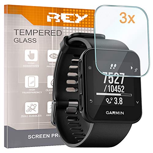 3X Protector de Pantalla para Garmin Forerunner 35 - Forerunner 30, Cristal Vidrio Templado Premium