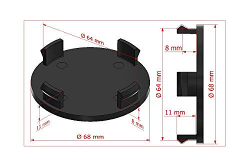 4х CARBON Buje Tapas 68mm Tapas Centrales Tapas para Llantas Tapas de Rueda Hubcaps … (68mm)