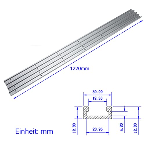 4 carriles en T de 1220 mm T Track de aleación de aluminio en T para trabajos de madera y ranura en T para mesa de enrutador, trabajo de madera