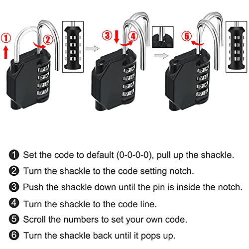 4 Cerraduras de Combinación de 4 Dígitos Candado Impermeable Reiniciable Candado de Llave Exterior con Grillete Endurecido para Armario Puerta de Gimnasio Escolar, Valla, Estuche