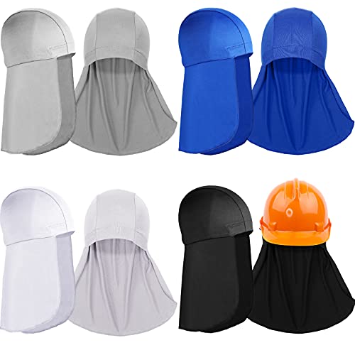 4 Forros de Casco con Solapa de Cuello Gorros de Calavera de Enfriamiento Gorro de Absorber Sudor con Cola de Sombrilla para Casco de Seguridad Ciclismo Sombrero de Protección de Cuello