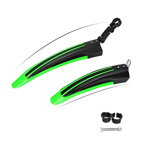 4 PCS Guardabarros MTB Guardabarros de Bicicleta Trasera Delantera MTB Guardabarros Bicicleta Montaña Adecuado para Bicicletas de Montaña y Neumáticos de Bicicleta Tornillo de Accesorios Negro y Verde