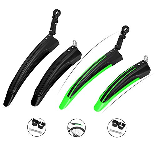 4 PCS Guardabarros MTB Guardabarros de Bicicleta Trasera Delantera MTB Guardabarros Bicicleta Montaña Adecuado para Bicicletas de Montaña y Neumáticos de Bicicleta Tornillo de Accesorios Negro y Verde