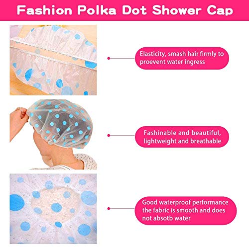 [4 Piezas] Gorros de Ducha, Impermeable Gorros de Ducha Grande Reutilizables Gorro de Baño Elástico, Lavables Banda Gorros de Pelo para Mujeres Niña el Cuidado del Maquillaje Balneario