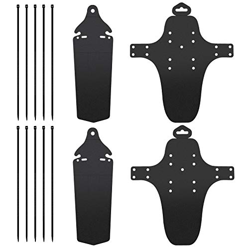 4 Piezas Guardabarros MTB, Juego de Guardabarros para Bicicleta de Montaña Guardabarros Delantero y Trasero con10 Sujetacables para Guardabarros