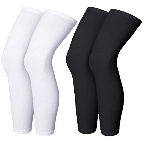 4 Piezas Mangas de Pierna de Compresión Mangas de Pierna de Longitud Completa Mangas de Pierna de Ciclismo Deportivo para Hombres Mujeres, Soporte para Rodilla, Muslo, Correr, Baloncesto, L