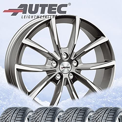 4 ruedas completas de invierno Astana 8 x 18 ET 42 5 x 108 titanio plateado pulido con 235/45 R18 98V Pirelli Winter Sottozero 3 XL M+S 3PMSF