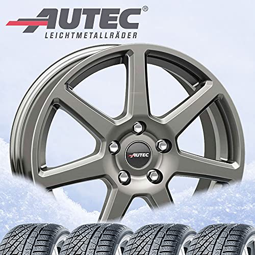 4 ruedas completas para invierno Tallin 6,5 x 16 ET 40 4 x 100 titanio plateado con 195/55 R16 91H Hankook Winter i*cept RS W452 XL FR M+S 3PMSF