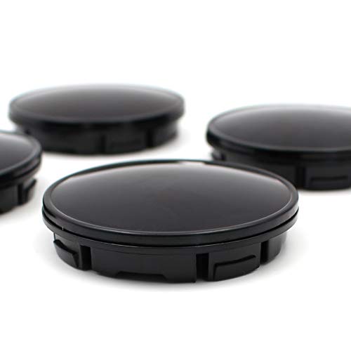 4 x Tapas del buje para llanta diámetro de 56 mm o 60 mm Universal tapacubo Aluminio para Centro de Rueda Accesorios para Coche (Negro, 56mm Ø)