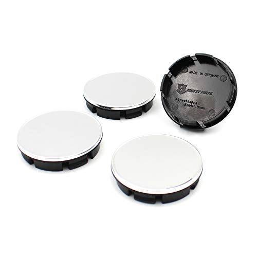 4 x Tapas del buje para llanta diámetro de 60 mm Universal tapacubo Aluminio para Centro de Rueda Accesorios para Coche (Cromo, 60mm Ø)