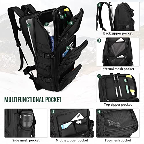 45L Mochila Táctica Impermeable Mochila Militar Paquete de Asalto Resistente al Agua Molle Gran Capacidad Nylon 900D con Múltiples Bolsillos Mochila para Senderismo,Caza