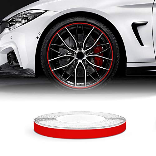 4R Quattroerre.it 10302 Wheel Trim Tiras Adhesivas Reflectantes para Llantas de Coche, Rojo, 5 mm x 6 MT