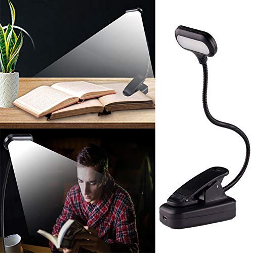5 LED Luz de Lectura, 360° Flexible y Portátil Lámpara de Lectura con Clip USB Recargable para Lector Electrónico, Niños, Lectura en la Cama