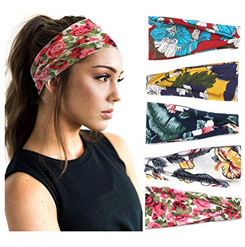 5 paquete de diadema de mujer estilo boho yoga bandana ancha venda elástica headwraps banda para el cabello …