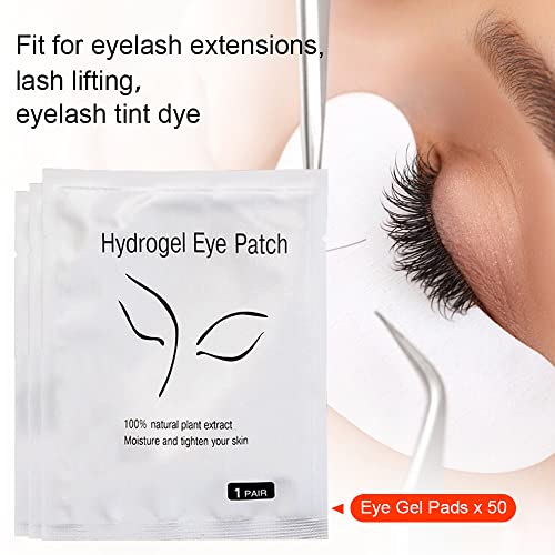 50 pares Parches para Pestañas,ZOLGINAH Eye Gel Pads，Lash Extension Pads Sin Pelusa,Gel de Ojos Almohadillas de Extensión para Pestañas,Eye Gel Parches Beauty Tool para Salón