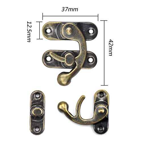 50 Piezas Cierre de Cerrojo Antiguo Cuernos Caja Cerradura Brazo Pestillo, Bronce Cierre de Cajas Pestillo de Cierre Gancho con Tornillos para Cajón de Madera Caja de Joyería Caja Gabinete (Derecho)