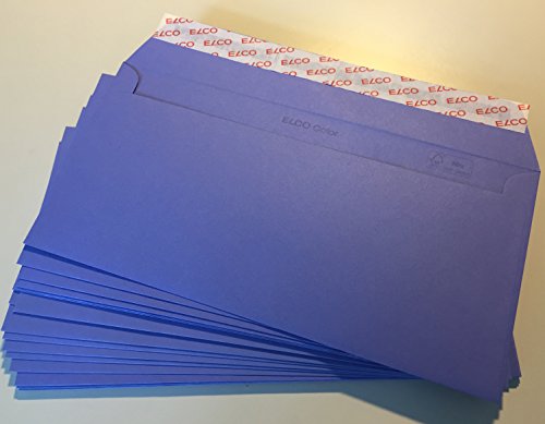 50 sobres, color lila, color púrpura, marca: ELCO, 229 x 114 mm, cierre autoadhesivo con tira, 100 g/m²