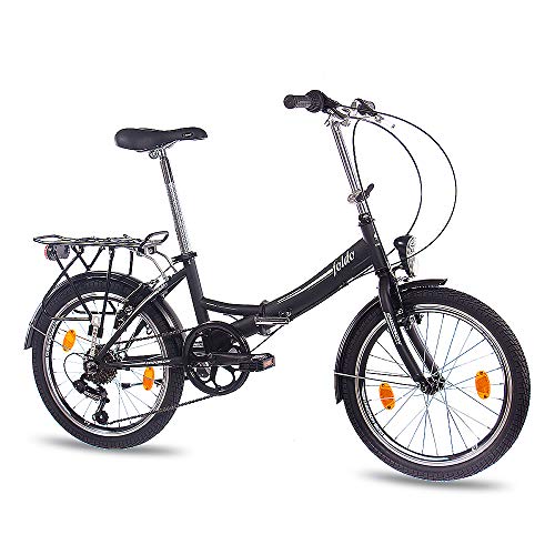 50.8 cm pulgadas bicicleta plegable bicicleta CHRISSON FOLDO con{6} cambio Shimano negro mate
