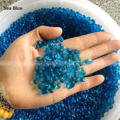 50G K5 Blue Glass Gravel Gravel Piedra verde Esla de glaseado Roca Acuario Fish Tank Decor Piedras naturales y minerales-Azul cobalto