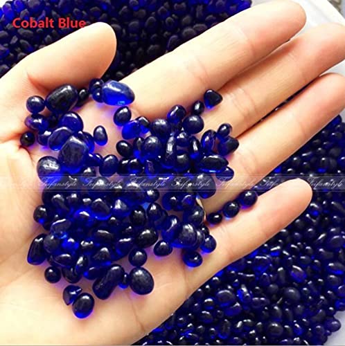 50G K5 Blue Glass Gravel Gravel Piedra verde Esla de glaseado Roca Acuario Fish Tank Decor Piedras naturales y minerales-Azul cobalto