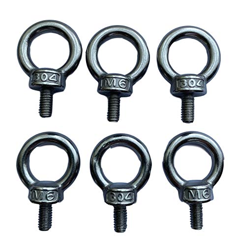 6 tornillos de anillo M6 de acero inoxidable V2A / rosca M6 x 12 mm / tornillo con ojal anular