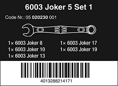 6003 Joker 5 Set 1 Juego de llaves de boca y anillo, 5 piezas