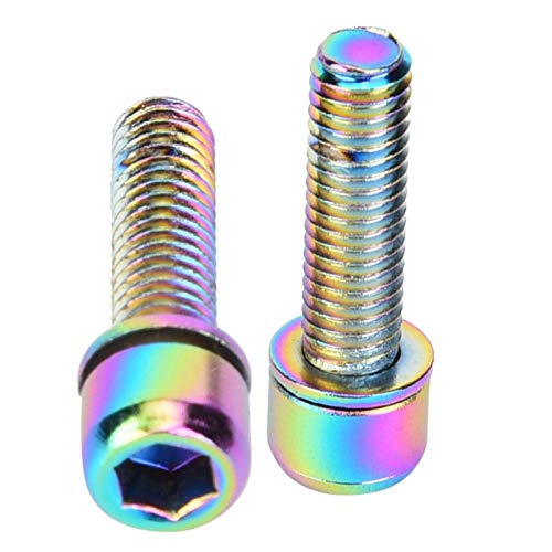 6Pcs M5x25mm Tornillos de cabeza hueca hexagonal Tornillo de soporte de botella de bicicleta de aleación de titanio Accesorio de bicicleta(Colores)